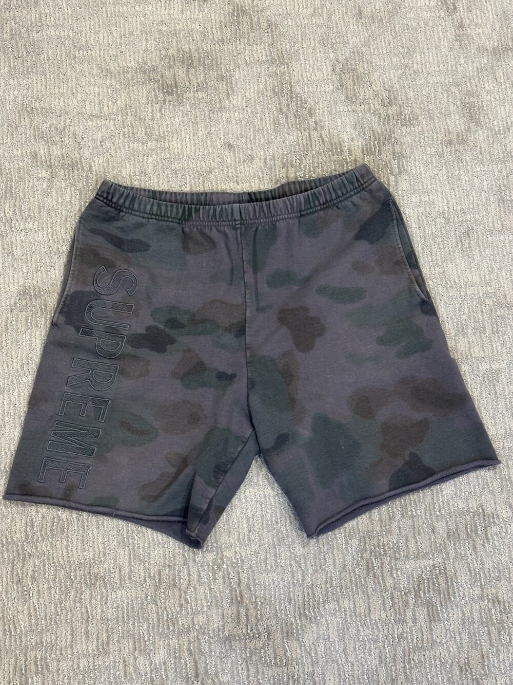 SS20 Supreme Overdyed Sweatshort - Black Painted Camo - Sz Small Great Condition
